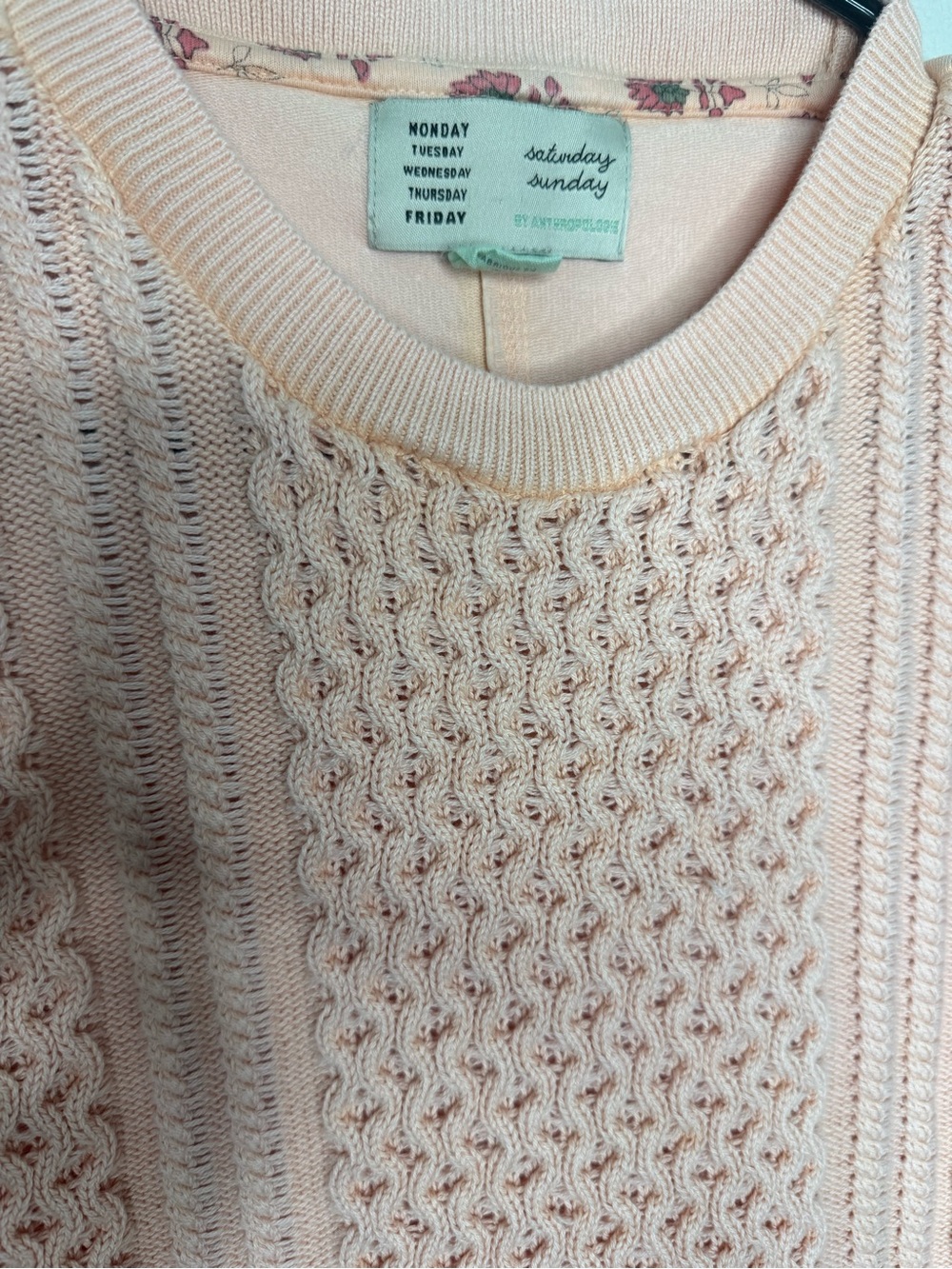 Anthropologie Peach Cable-Textured Crewneck Tank Sweater